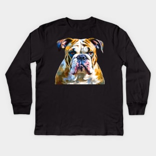 English Bulldog Impressionism Kids Long Sleeve T-Shirt